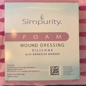 Simpurity Foam Wound Dressings Silicone With Adhesive Borders.